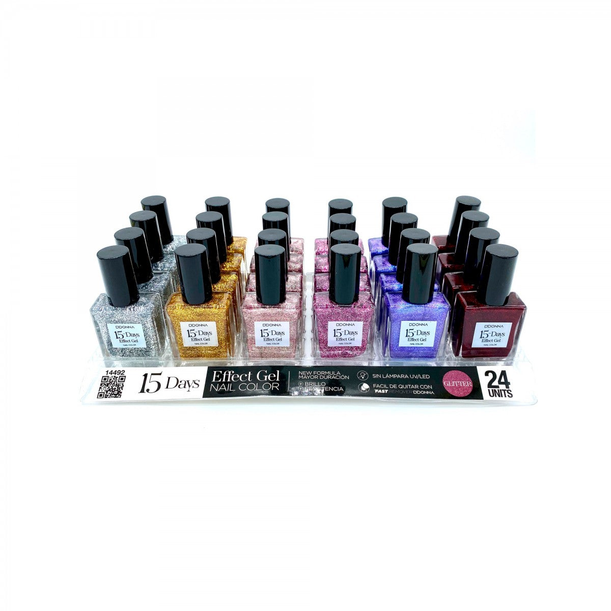 GLITTER 15 DAYS EFFECT GEL 6 COLOURS 92