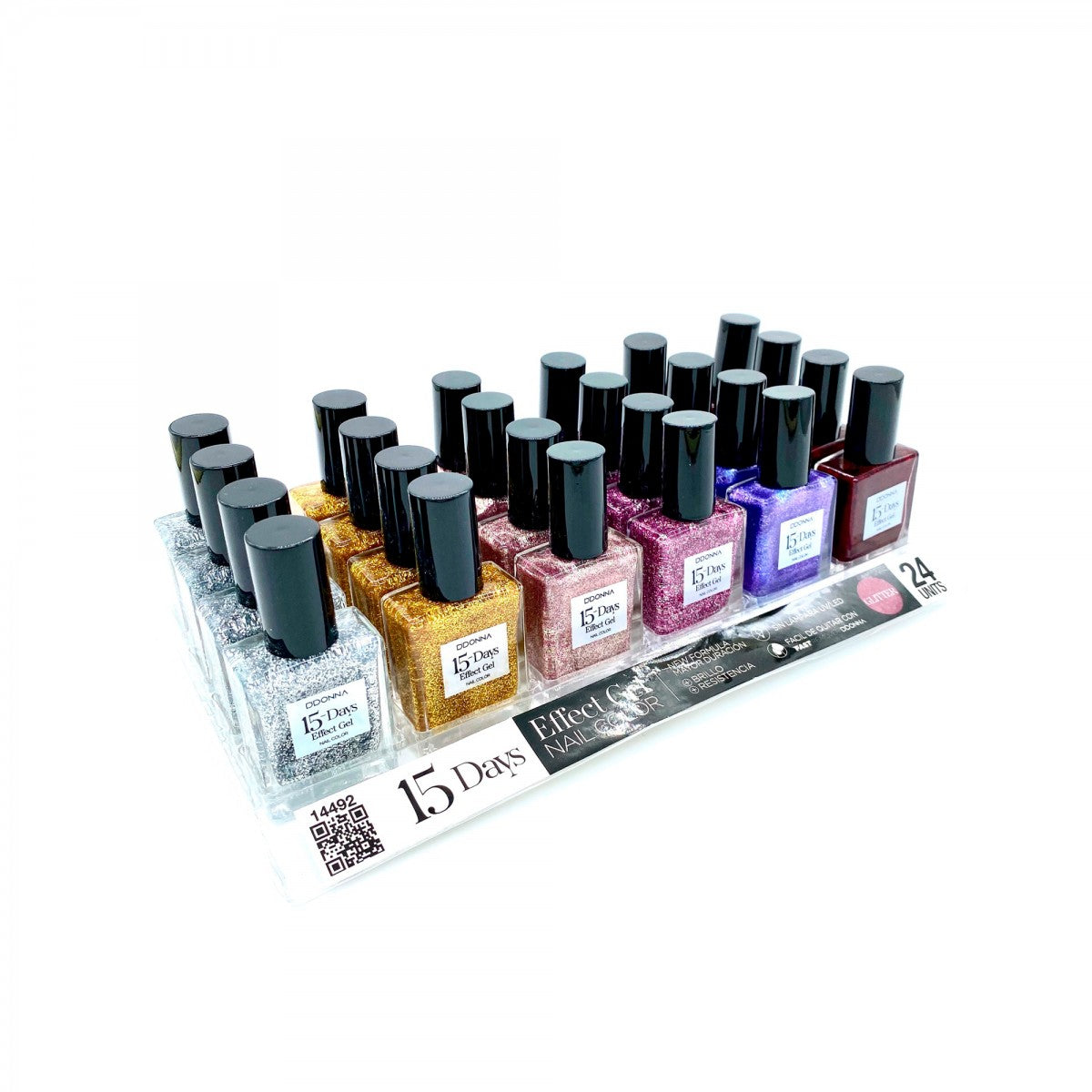 GLITTER 15 DAYS EFFECT GEL 6 COLOURS 92